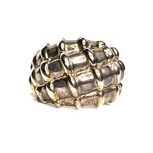 Vintage Sterling Silver Ribbed Dome Band , Size 7 Unisex